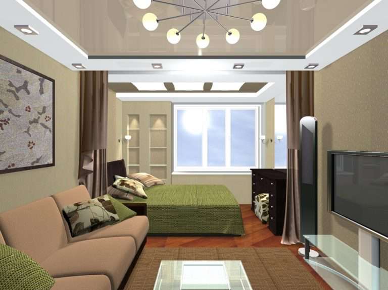Дизайн комнаты гостиной-спальни 17 кв