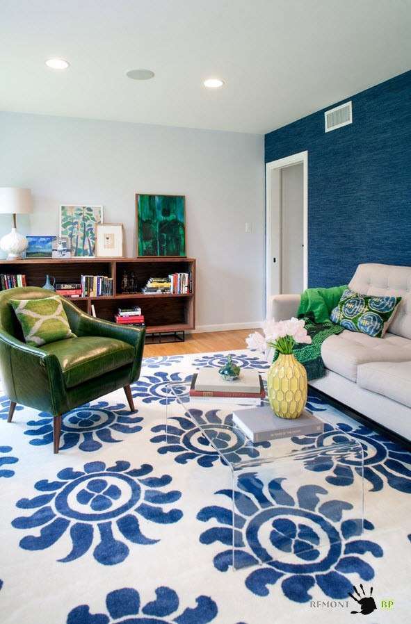 Синяя гостиная: 35 ярких вариантов сочетания цвета