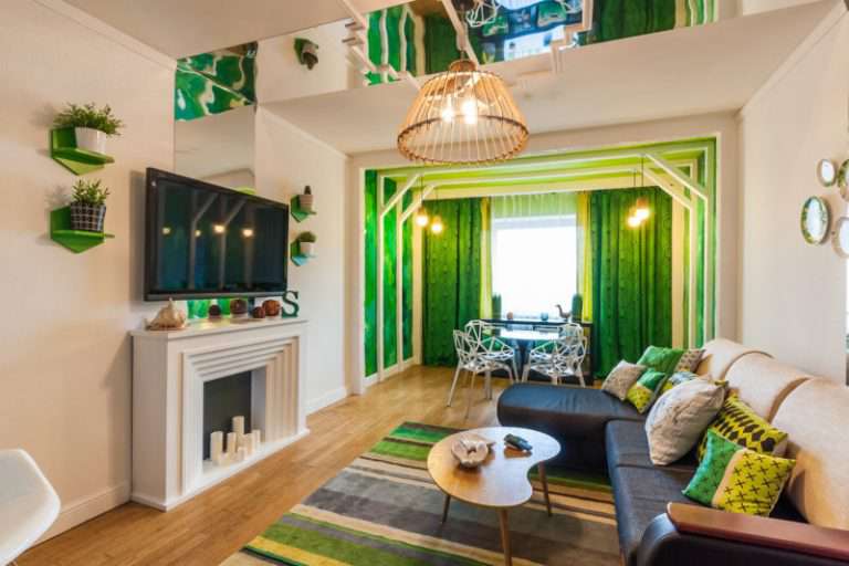 Зеленая гостиная — 65 фото необычных идей дизайна в зеленых тонах
